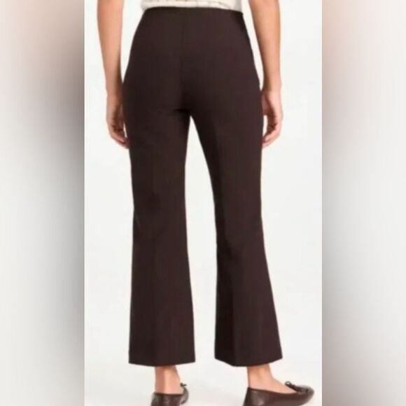 Theory Espresso Brown Organic Crunch Linen Basic Ankle Pull On Pant - Picture 2 of 8